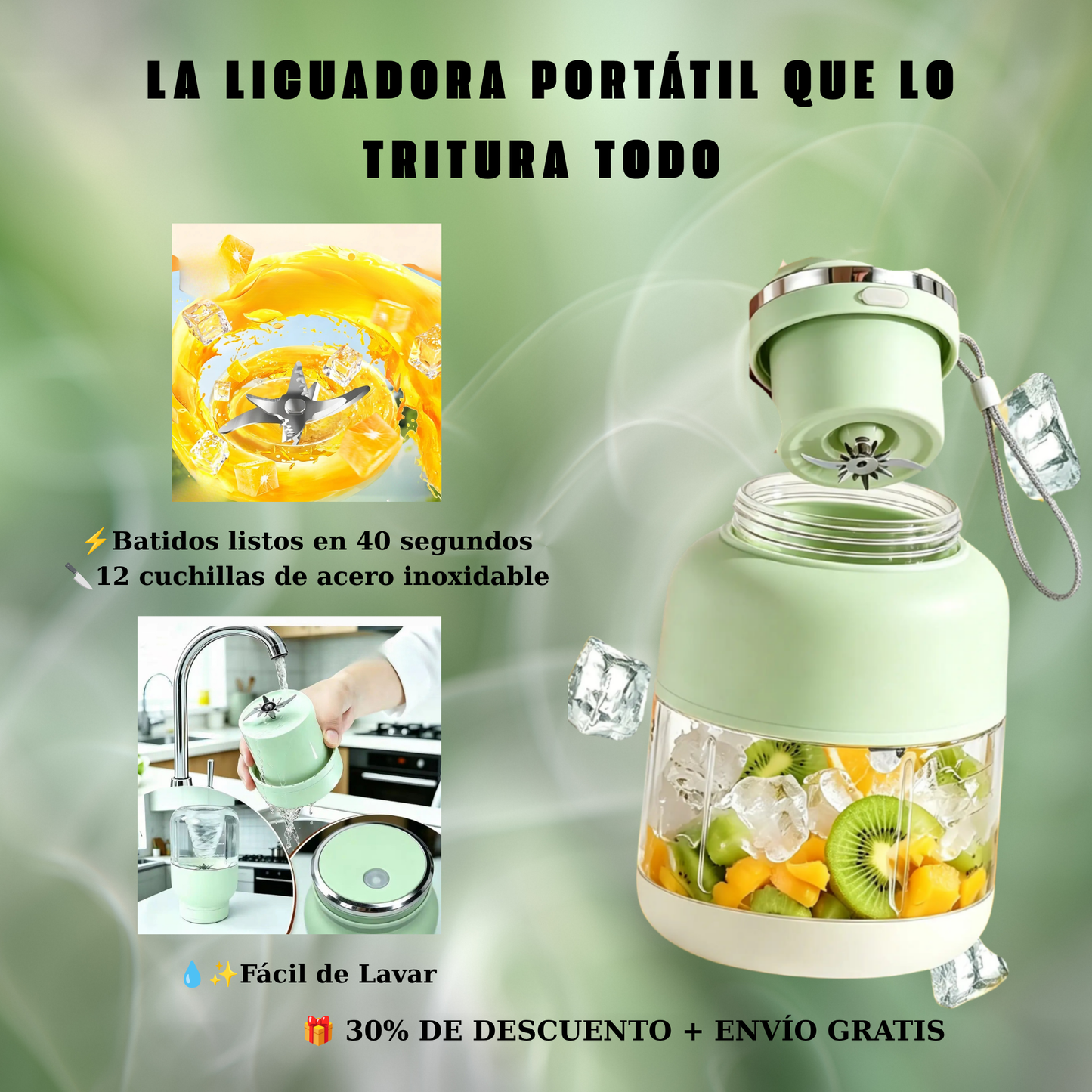 Licuadora Portátil inalámbrica de mano-Recipiente de 710ml